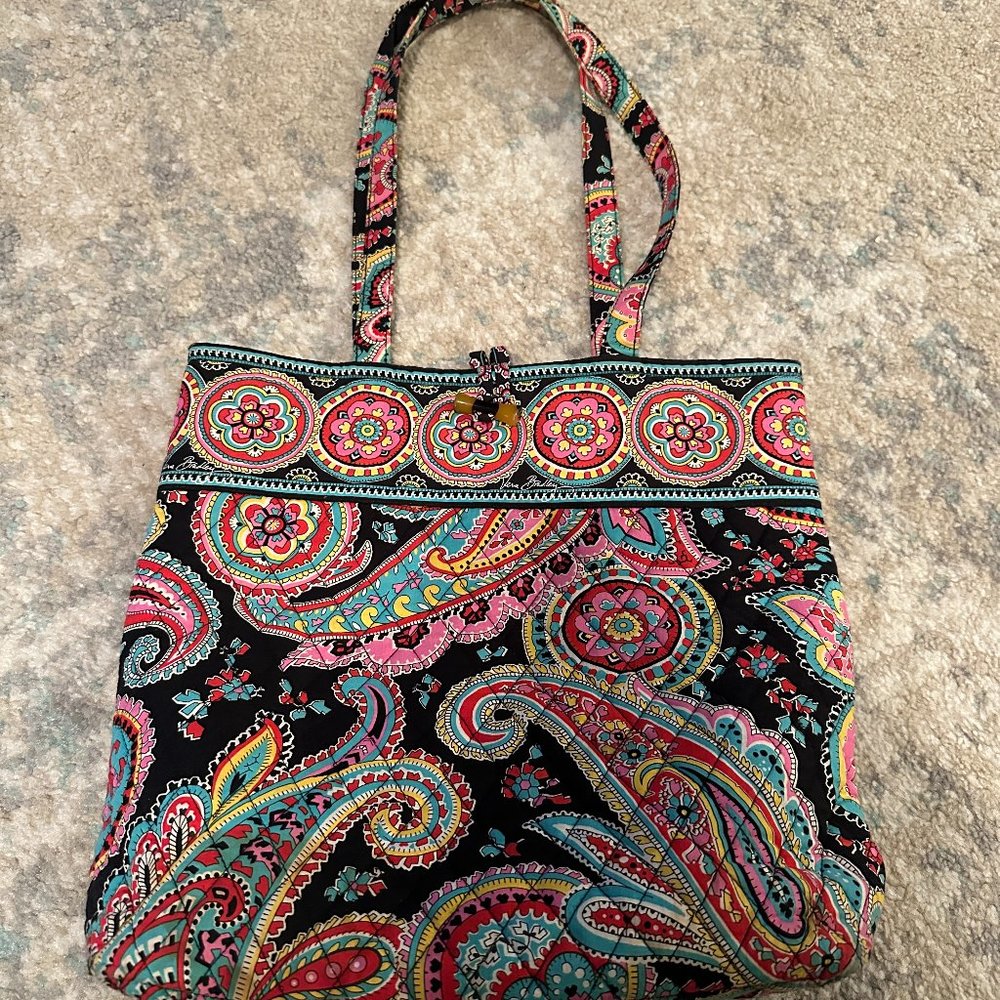Vera Bradley Black & Pink Parisian Paisley Tote